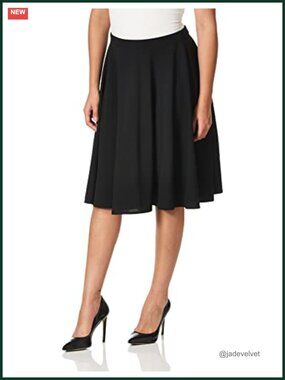 Stretch Ponte Knit Full Knee Length Skater Skirt